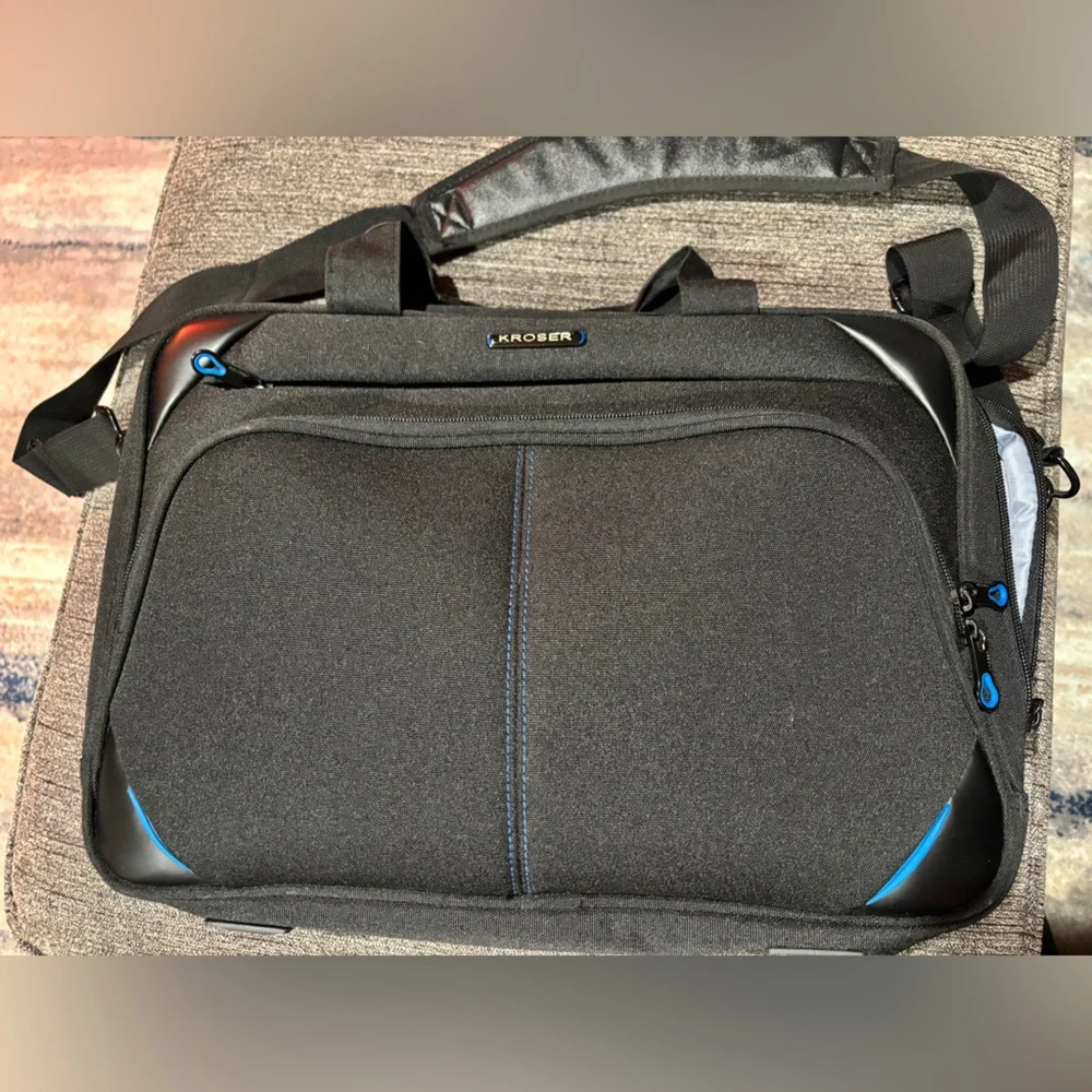 Kroser Black and Blue Laptop Bag for Men